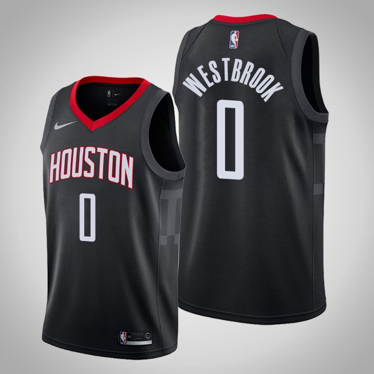 Men's Houston Rockets #0 Russell Westbrook Black NBA Stitched Jersey